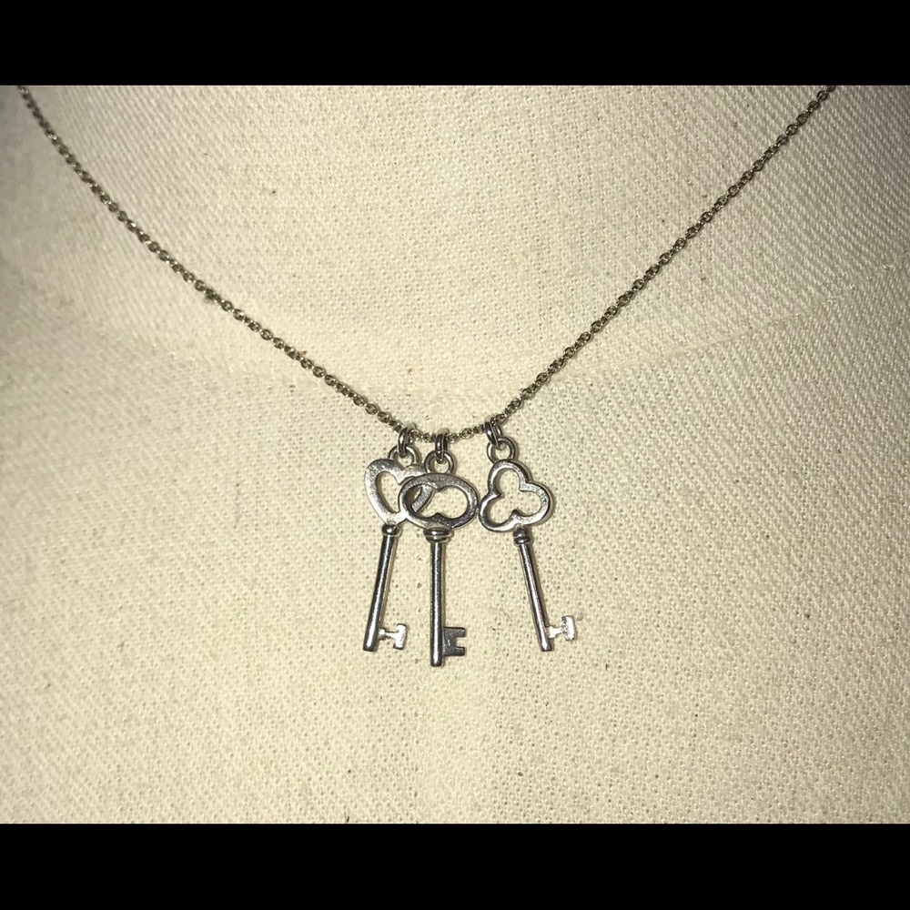 Tiffany and Co. Three Key Sterling Silver Necklace